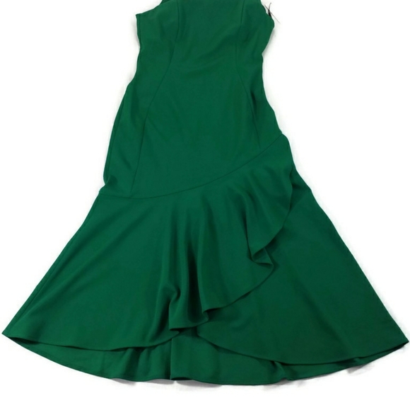 Calvin Klein Green Flounce Midi Sheath Dress Womens Size 4 - Picture 7 of 14